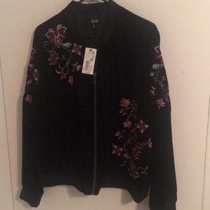 NWT Womens Black Rose Floral Embroidery Jacket Six XXL